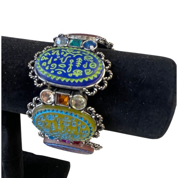 Chico's Luxor Multicolor Oval Stretch Statement Bracelet Large - Picture 8 of 9